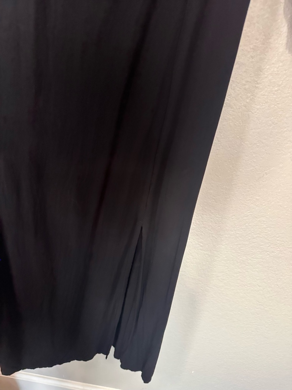 Black Long Sleeve Maxi Dress - Classic Women's Dress with small front slit XL - Picture 3 of 6